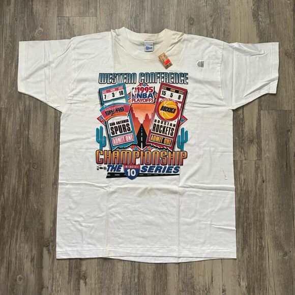 Vintage 1995 NBA Playoffs Western Conference Finals Size XL Rockets Spurs - Picture 1 of 5